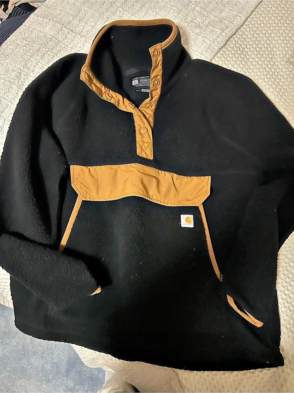 Carhartt Relaxed Fit Fleece Snap-Front Pullover Black & Brown